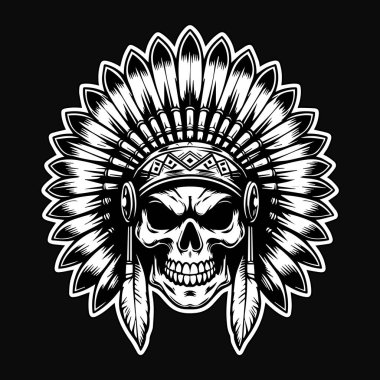 Siyah ve Beyaz Çizimli Siyah Şapkalı Siyah Kafatası