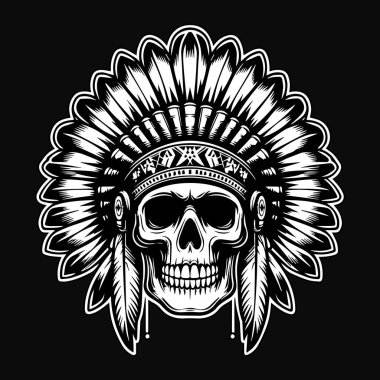 Siyah ve Beyaz Çizimli Siyah Şapkalı Siyah Kafatası