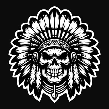 Siyah ve Beyaz Çizimli Siyah Şapkalı Siyah Kafatası