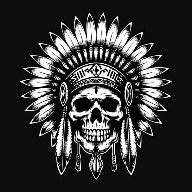 Siyah ve Beyaz Çizimli Siyah Şapkalı Siyah Kafatası