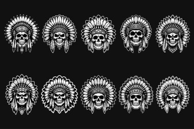 Siyah ve Beyaz Çizimli Siyah Şapkalı Siyah Kafatası