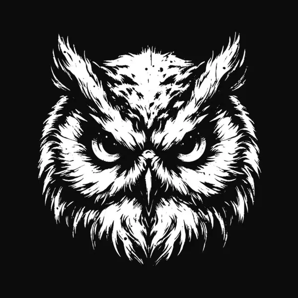 Kara Sanat Baykuşu Kuş Yüzlü Hayalet Vintage Gece Kuşu Tüylü Dövme Çizimi