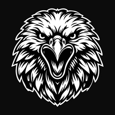 Kara Sanat Öfkeli Canavar Kartal Başı Siyah ve Beyaz Görüntü