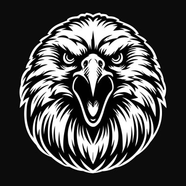 Kara Sanat Öfkeli Canavar Kartal Başı Siyah ve Beyaz Görüntü