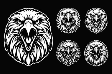 Kara Sanat Öfkeli Canavar Kartal Başı Siyah ve Beyaz Görüntü