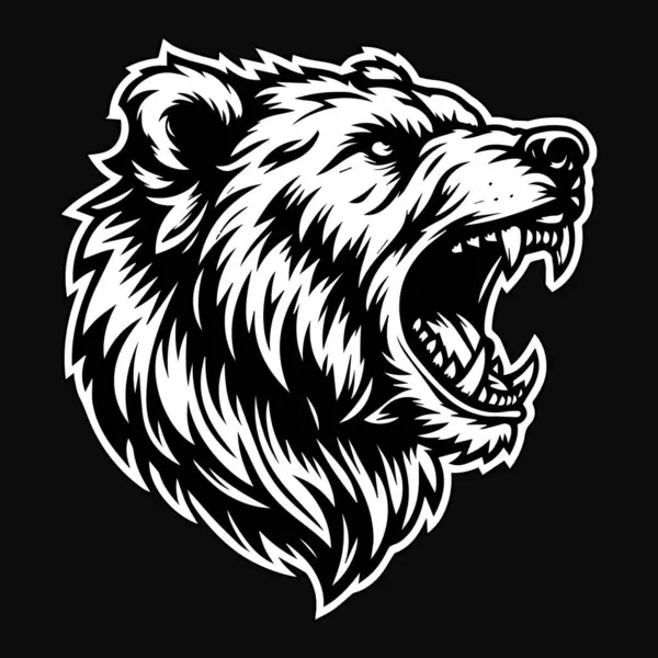 Dark Art Angry Beast Wild Bear Head Black White Illustration Royalty Free Stock Illustrations