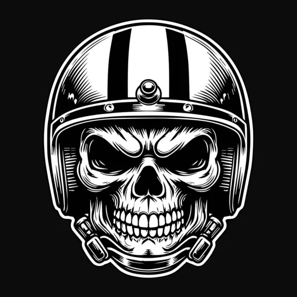 Dark Art Biker Skull Head Helm Black White Illustration Royalty Free Stock Illustrations