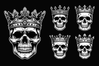 Kara Sanat Kafatası Kral Tacı Siyah ve Beyaz İllüzyon