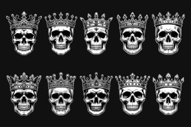 Kara Sanat Kafatası Kral Tacı Siyah ve Beyaz İllüzyon