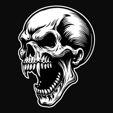 Karanlık Sanat Korkunç Kafatası Diş Kafatası Siyah ve Beyaz Görüntü