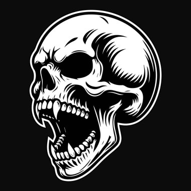 Karanlık Sanat Korkunç Kafatası Diş Kafatası Siyah ve Beyaz Görüntü