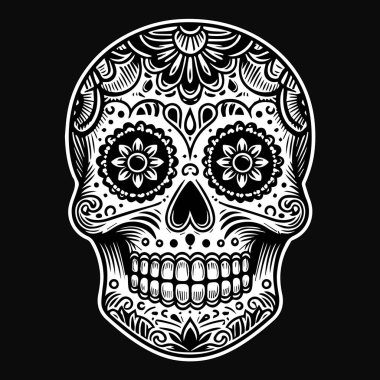 Siyah, Siyah ve Beyaz Resimli Siyah Sanat Kafatası