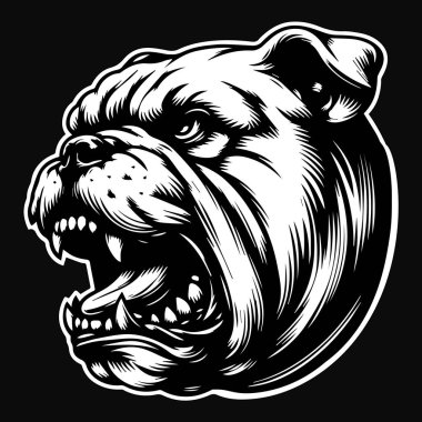 Kara Sanat Öfkeli Buldok Kafa Siyah-Beyaz Görüntü