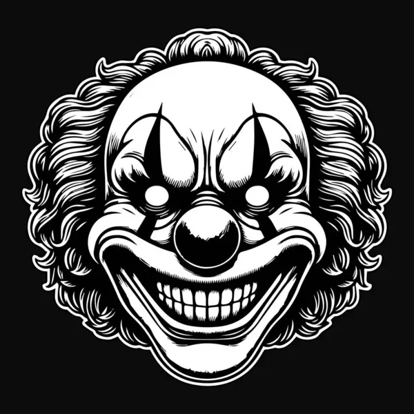 Karanlık Sanat Korkunç Gülümseyen Palyaço Siyah ve Beyaz Görüntü