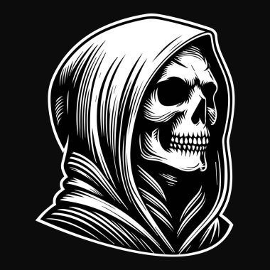 Karanlık Sanat Korkunç Kafatası Biçici Siyah-Beyaz Görüntü