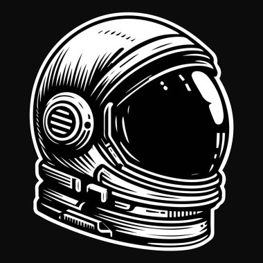 Galaksi Siyah ve Beyaz Resimli Karanlık Sanat Miğferi Astronot Başı
