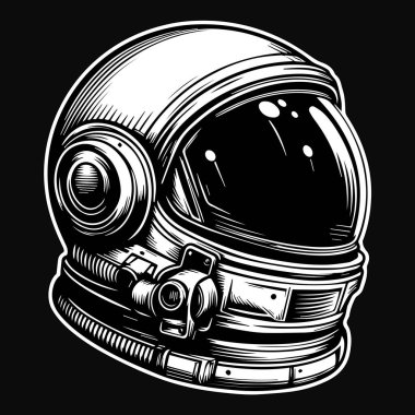 Galaksi Siyah ve Beyaz Resimli Karanlık Sanat Miğferi Astronot Başı