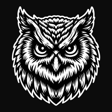 Karanlık Sanat Baykuş Başı Siyah ve Beyaz Görüntü