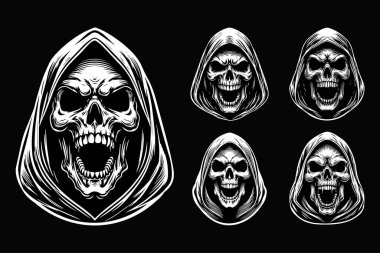 Karanlık Sanat Korkunç Kafatası Biçici Siyah-Beyaz Görüntü