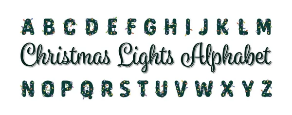 Weihnachtsbeleuchtung Alphabet Winterurlaub Monogramm Neujahrsparty Buchstaben — Stockvektor