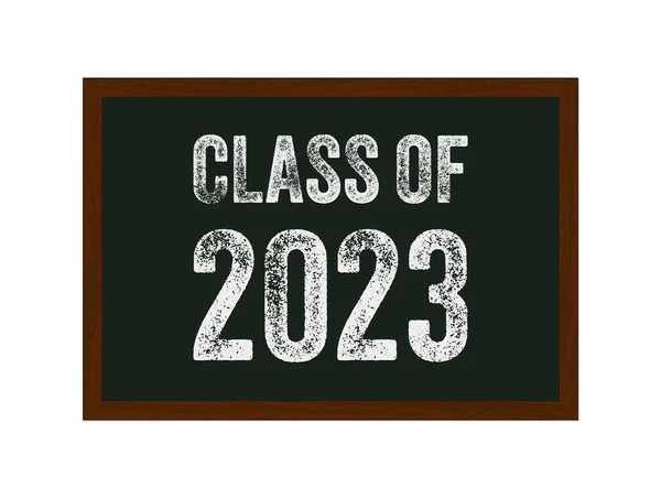 stock vector Class of 2023 Congratulations to graduates on blackboard Chalk effect