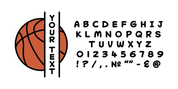Basketball Split Frame Für Vertikalen Text Mit Alphabet Half Ball — Stockvektor