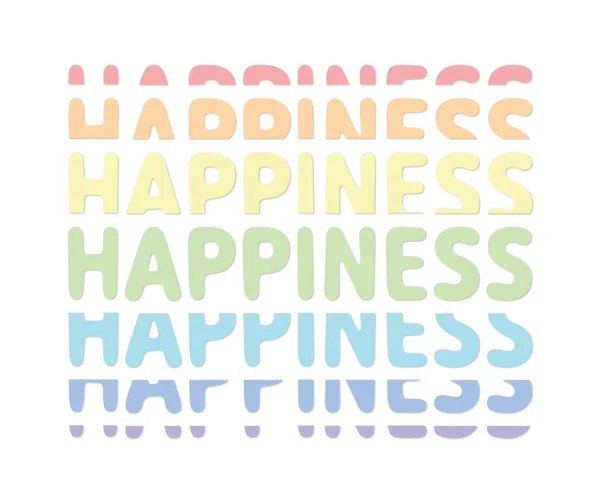 Happiness Word Rainbow Effect Colorful Stacked Letters — Stock Vector