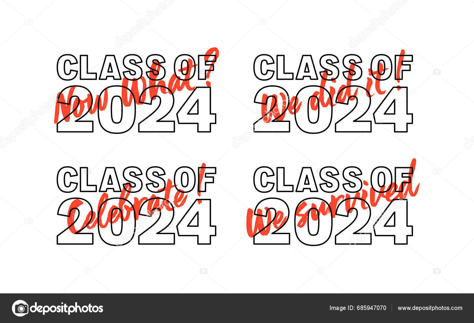 Class 2024 Sarcastic Phrases Funny Graduation Stock Vector By Kateryna   Depositphotos 685947070 Stock Illustration Class 2024 Sarcastic Phrases Funny 