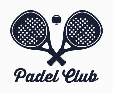 Tenis topu logosu amblemi olan Padel Kulübü Raketleri