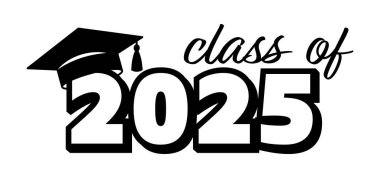 Mezuniyet şapkalı 2025 sınıfı.
