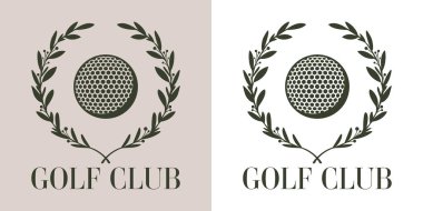 Golf Kulübü Logo Vintage Amblem Bayrağı, Laurel Çelengi 'nde Golf Topu