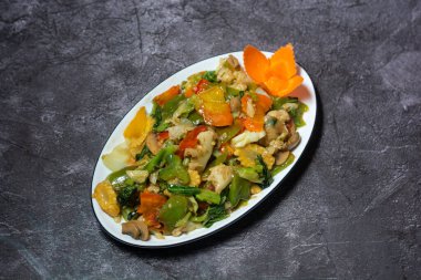 Mixed Vegetable served in dish isolated on grey background top view of indian and bangladesh food