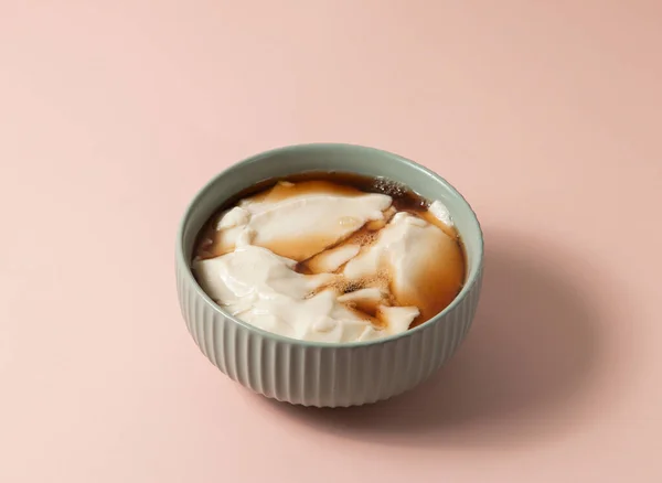 stock image Pure Bean Curd served in bowl isolated on background top view of taiwan food