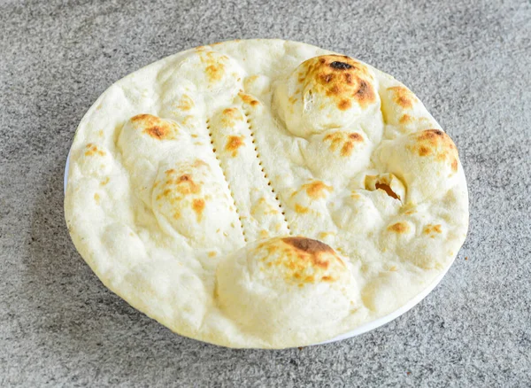 Tandoori Plain Naan Nan Roti Kulcha Pita Bread Served Plate — Stock Photo, Image