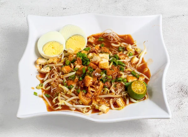 Mee Siam Noodle Soep Meesiam Voedsel Met Noedels Kip Geserveerd — Stockfoto