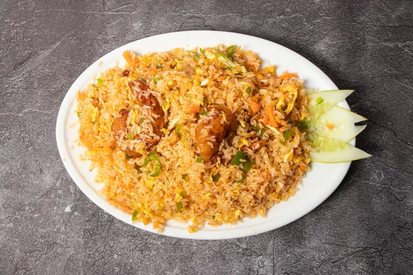 Prawn Fried Rice Pulao Biryani Served Dish Isolated Background Top — Stock Photo, Image