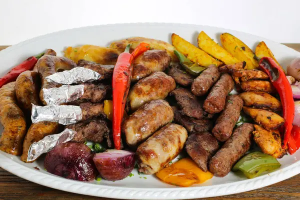 Mix Grill Family Platter Tikka Kabab Lamb Chop Meat Kebab — Stock Photo, Image