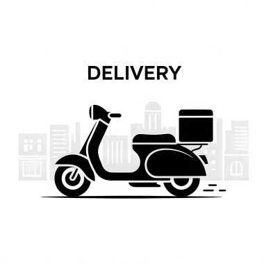 Modern Şehir Teslimat Servisi için Şehir Şehir Planlama Mevduat ve Lojistik Çözümleri ile Siluet Teslimat Scooter.
