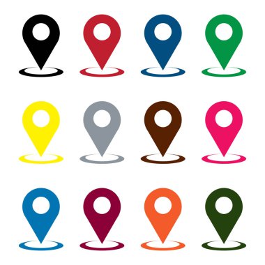 set of map pointers with pins vector illustration clipart