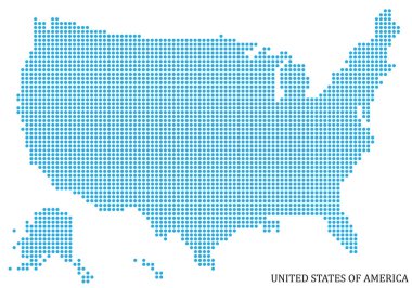 ABD haritası beyaz noktalarda izole edilmiş