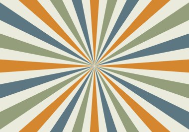 Renkli çizgili ve ışın vektörlü retro güneş patlaması arka planı