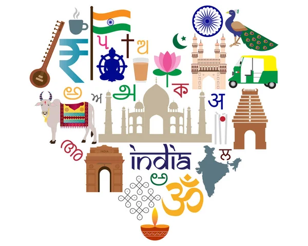 Απεικόνιση Του Ινδικού Διάσημα Σύνολα Έλξης Σχήμα Καρδιάς — Διανυσματικό Αρχείο