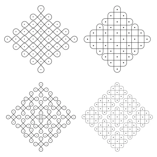 带圆点矢量图解的抽象Kolam — 图库矢量图片