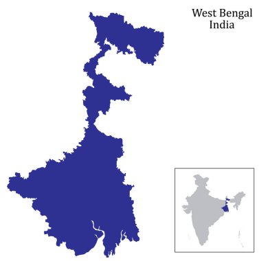 West Bengal Map isolated on the white clipart