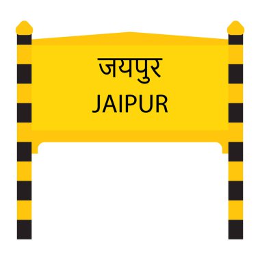 Jaipur kavşak demiryolu isim tahtası beyaz üzerine izole