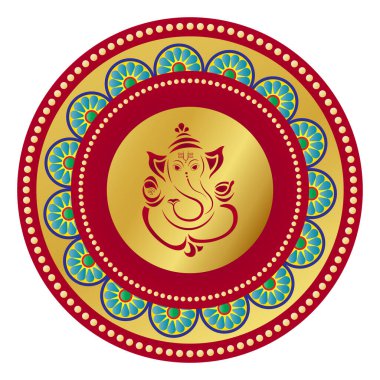 Hindu God Vinayaga Ganapati with traditional background vector illustration clipart