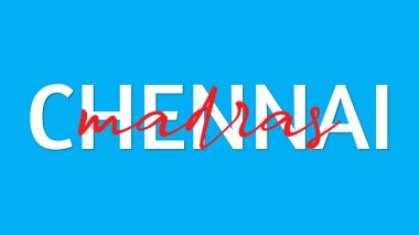 Chennai in Madras kavramı tipografi vektörü illüstrasyonu