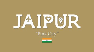 Jaipur, Pembe Şehir tipografi vektörü çizimi