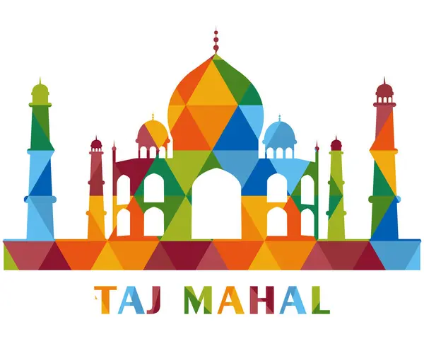 Taç Mahal, Hindistan. Gölge resimli. Taj Mahal Hindistan 'da bir saraydır. Gökyüzüne karşı cami. Hint kenti Agra 'daki Hint tapınağı Uttar Pradesh' te. düz resimleme
