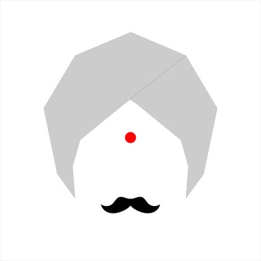 Tamil yazarı, şair Subramania Bharati Bharathiyar 'ın izole arkaplanda Vektör İllüstrasyonu